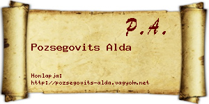 Pozsegovits Alda névjegykártya
